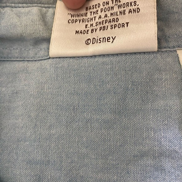 Winnie The Pooh Disney Shirt Women’s  S/M P/M Blue Demin Button Down Flaw Shown - Picture 3 of 10